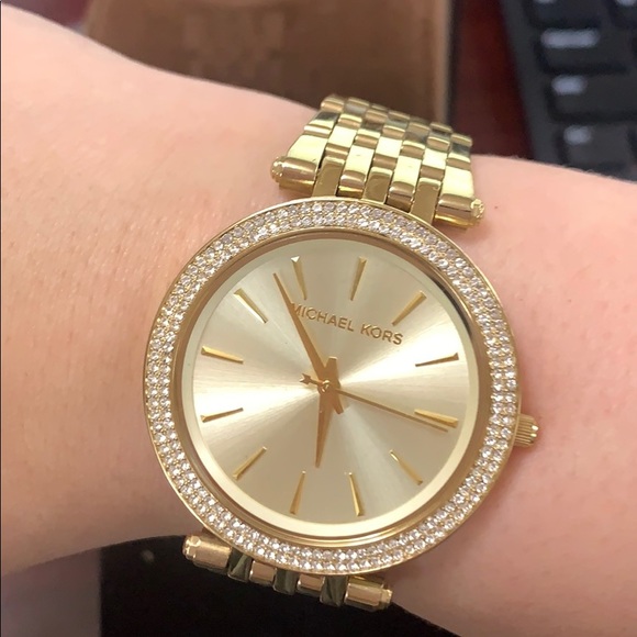 Brand new MK gold diamond pave watch